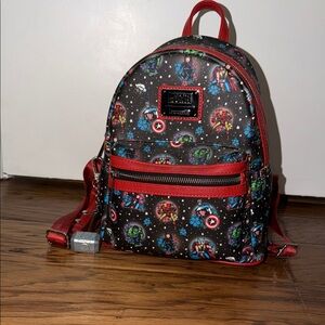 Loungefly Marvel Black and Red Mini Backpack